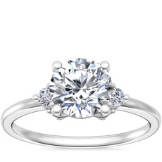 Petite Three Diamond Engagement Ring in 14k White Gold (1/10 ct. tw.)